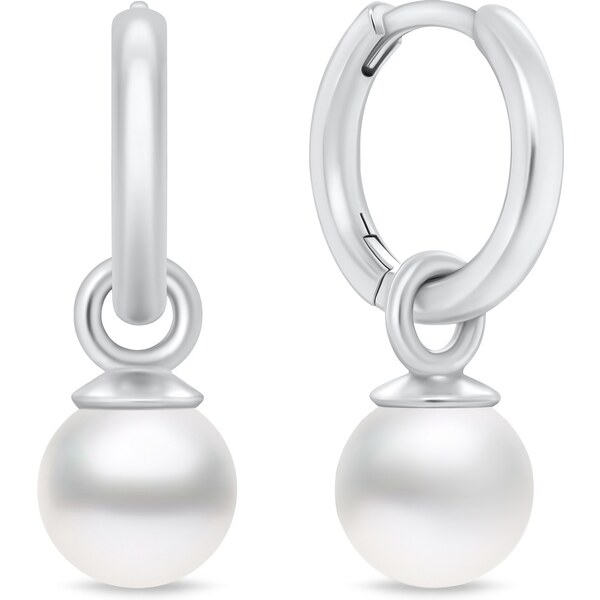 Brilio Silver Strieborné okrúhle náušnice 2v1 so syntetickou perlou 66582121