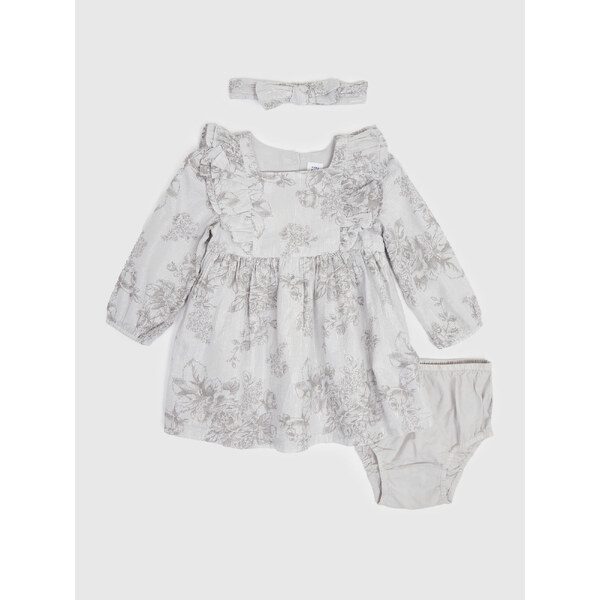 Sada dievčenských kvetovaných šiat, nohavičiek a čelenky vo svetlo 50606655