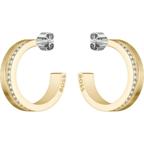 Hugo Boss Slušivé pozlátené kruhové náušnice 1580522 66580285