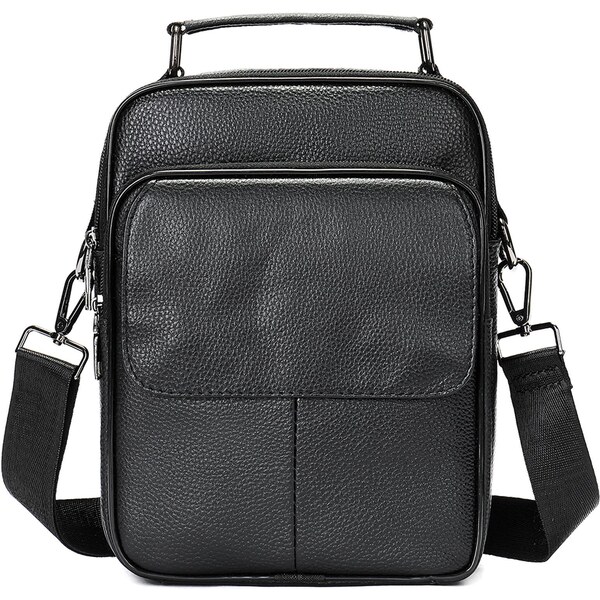 Kožená pánska crossbody taška Gregorio 20x26x8 cm čierna 62350578