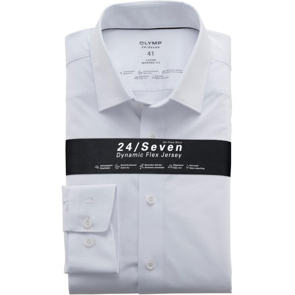 Pánska biela Flex Jersey košeľa OLYMP modern fit 47634960