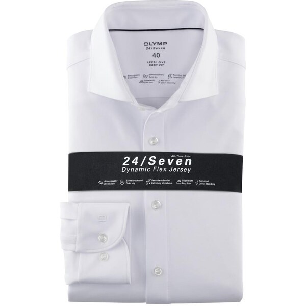 Pánska biela Flex jersey košeľa OLYMP body fit predĺžený rukáv 47634961