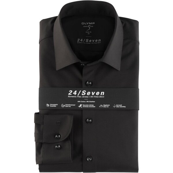 Pánska čierna flex jersey košeľa OLYMP body fit 48595046