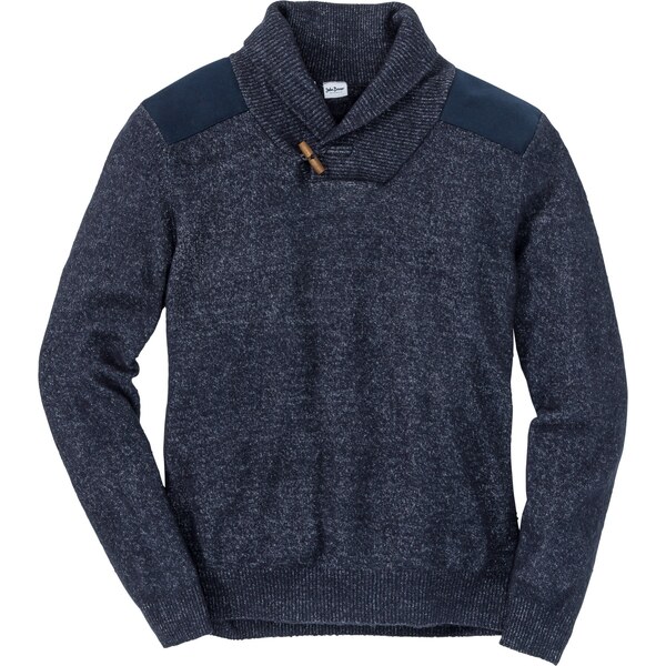 bonprix Pulóver so šálovým golierom, farba modrá 44789251