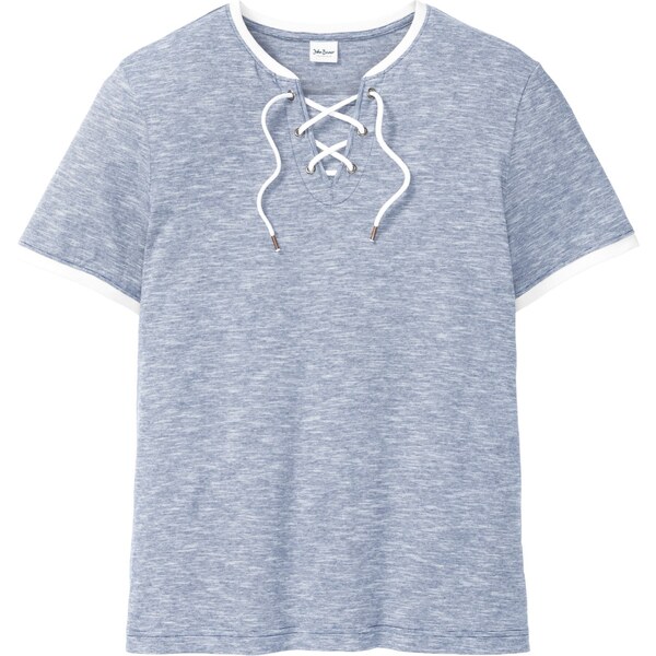 bonprix Tričko so šnurovačkou z bio bavlny, farba modrá 44732000