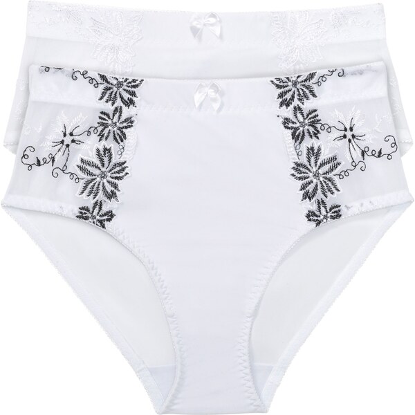 bonprix Tvarujúce nohavičky s jemnou výšivkou (2 ks), farba biela 44731953