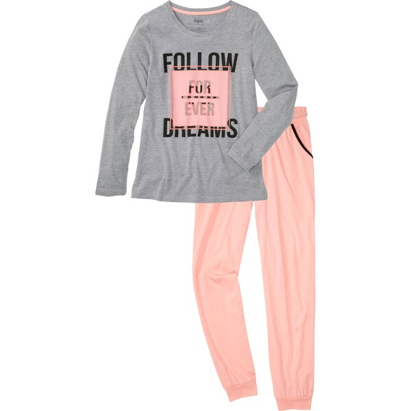 bonprix Pyžamo s bio bavlnou, farba šedá 44789783