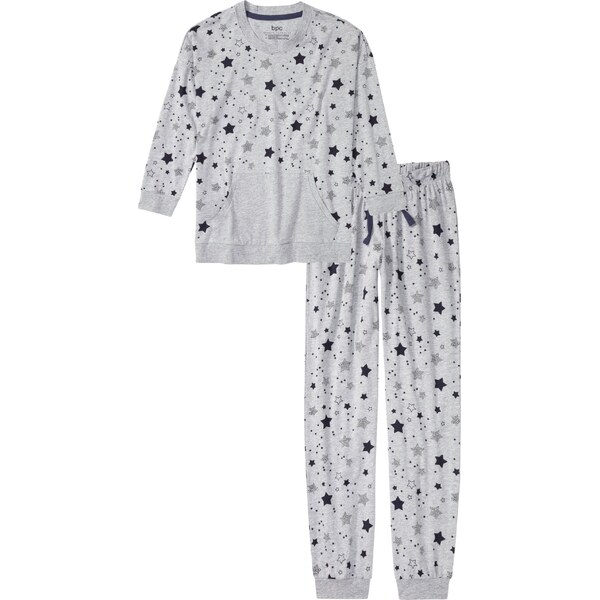 bonprix Pyžamo s bio bavlnou, farba šedá 47656723