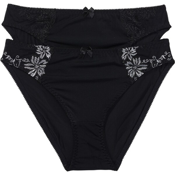 bonprix Nohavičky s jemnou výšivkou (2 ks), farba čierna 44736159