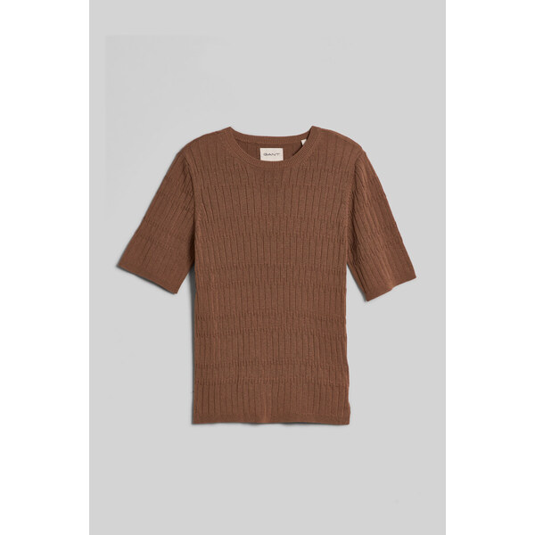 SVETER GANT TEXTURED SHORT SLEEVE C-NECK ROASTED WALNUT 47679029