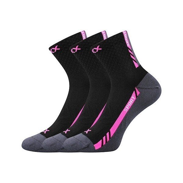 PIUS slabé športové ponožky VoXX Čierna / Magenta 35-38 3 páry 47678239