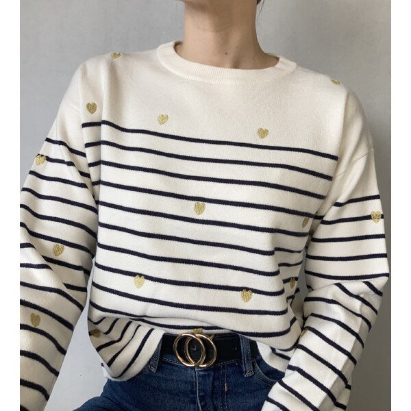 modnenakupy.sk Dámsky pruhovaný sveter HEARTY 47696003