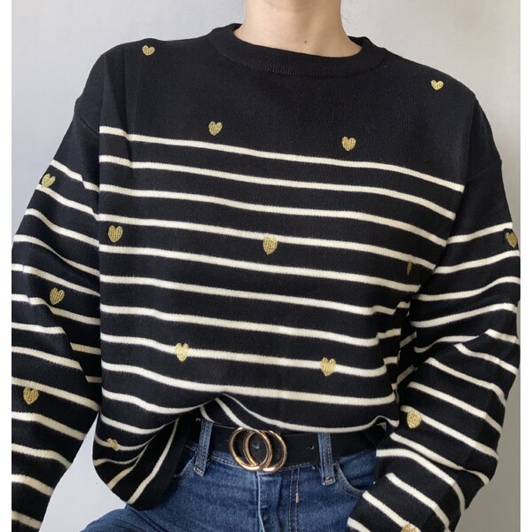 modnenakupy.sk Dámsky pruhovaný sveter HEARTY 47696004