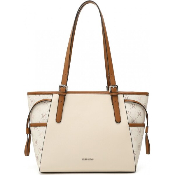 Miss Lulu Kabelka - elegantná, na rameno s monogramom, béžová 47940672