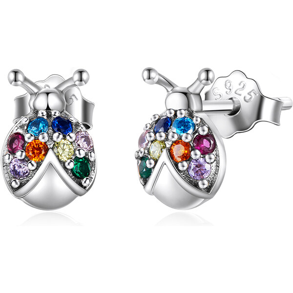 Ligot Strieborné náušnice farebná lienka 47739490