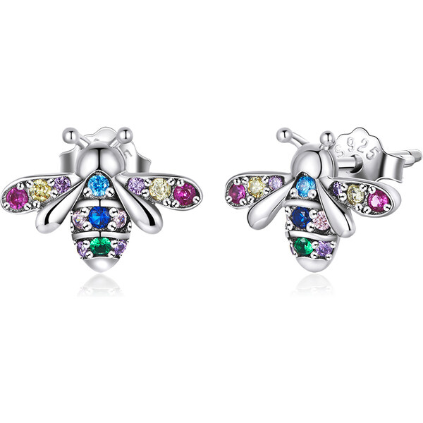 Ligot Strieborné náušnice farebná včela 47739515