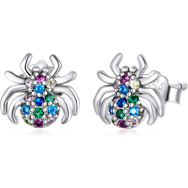 Ligot Strieborné náušnice farebný pavúk 47739493