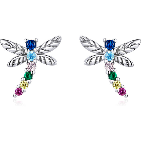 Ligot Strieborné náušnice farebná vážka 47739494