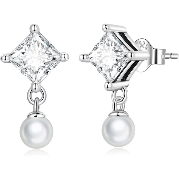 Ligot Strieborné náušnice so zirkónom a perleťou 47739590