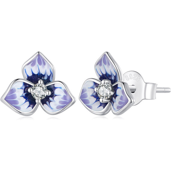 Ligot Strieborné náušnice fialový kvet 47739568