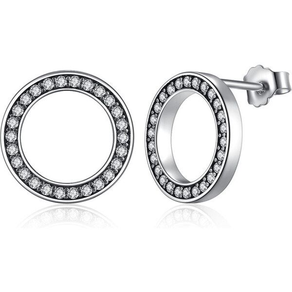 Ligot Strieborné okrúhle náušnice so zirkónmi 47739588