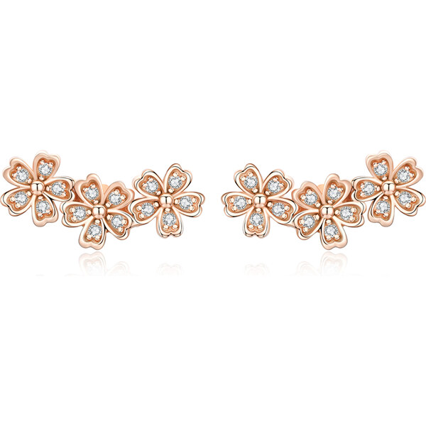 Ligot Strieborné náušnice pozlátené ružové kvety 47739563