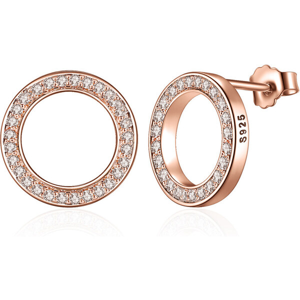 Ligot Strieborné pozlátené ružové náušnice okrúhle 47739598