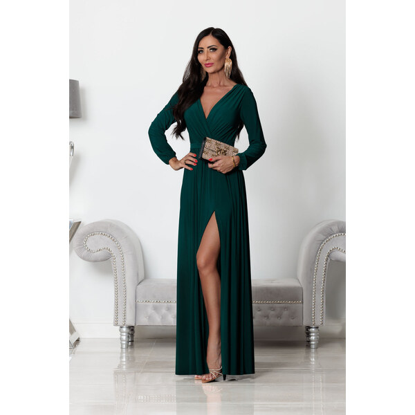 miadresses.sk Zelené spoločenské šaty s rozparkom 47751071