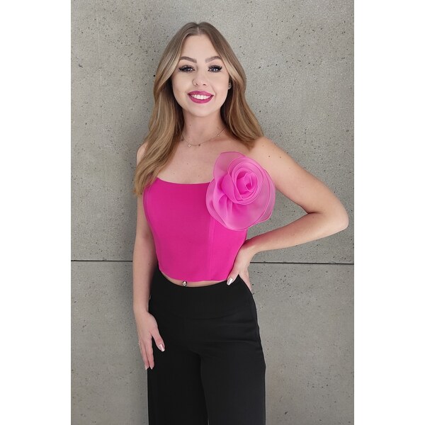miadresses.sk Cyklámenový krátky korzet s ružou 47770009