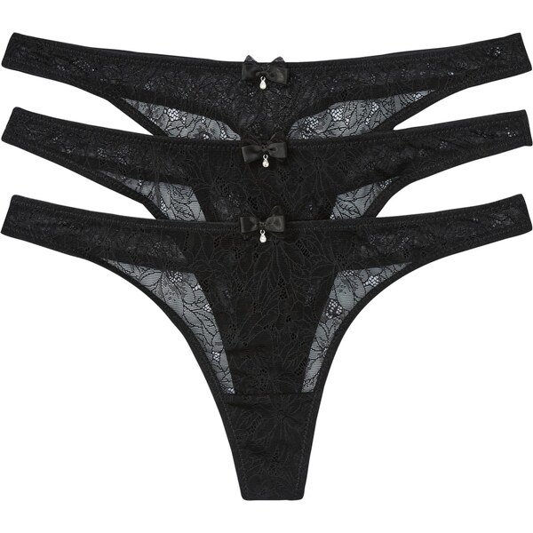 bonprix String nohavičky (3ks v balení), farba čierna 47784323