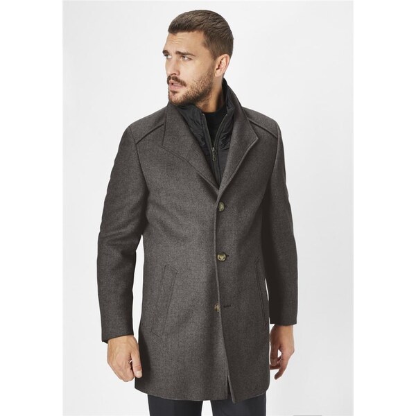 Pánsky vlnený antracitový kabát S4 47635027