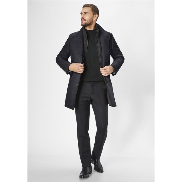 Pánsky vlnený modrý kabát S4 47635030