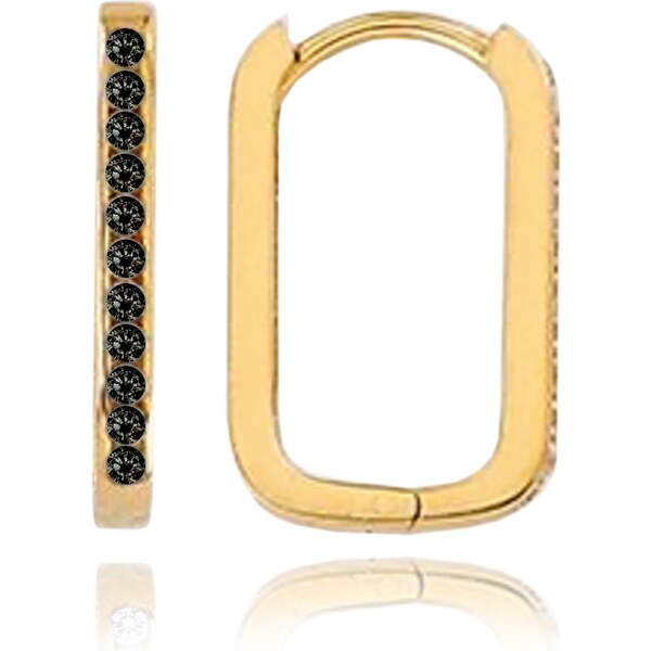OLIVIE MINET Zlaté náušnice obdĺžniky s čiernymi zirkónmi Au 585/1000 60964898