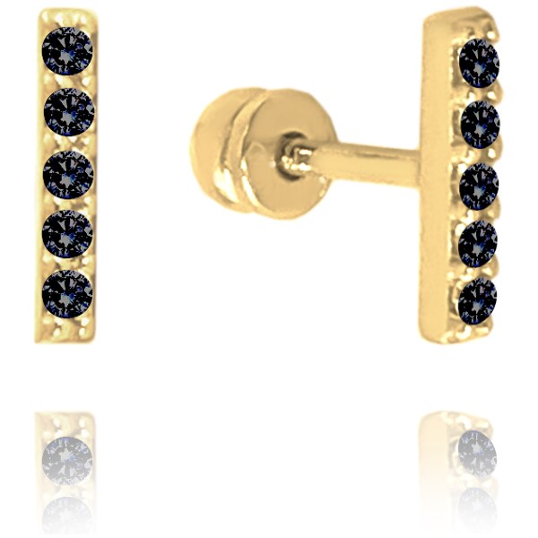 OLIVIE MINET Zlaté náušnice s černými zirkony Au 585/1000 64933765