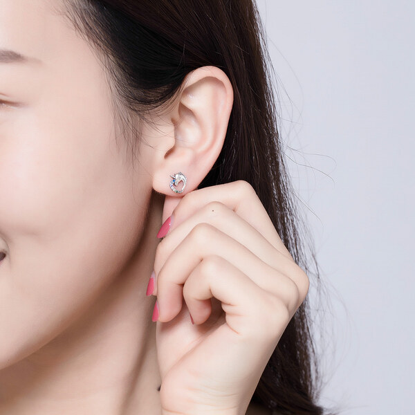 Ligot Strieborné náušnice jednorožec 47807551