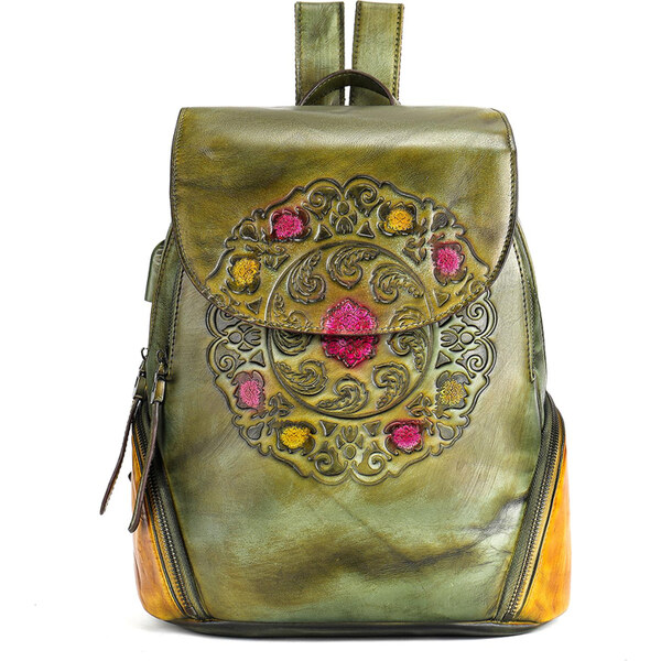 Gregorio Dámsky kožený batoh zelený KZ2247953 11l 65291281