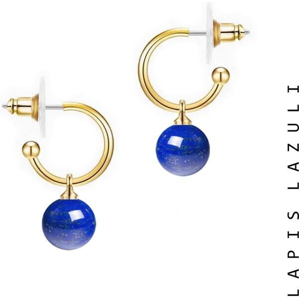 Taboo náušnice zlaté polkruhy Spirit of Nature Lapis lazuli tbe012 48257185