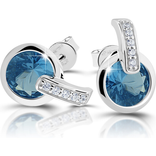 Modesi Očarujúce strieborné náušnice so zirkónmi a akvamarínom M21063 66592303