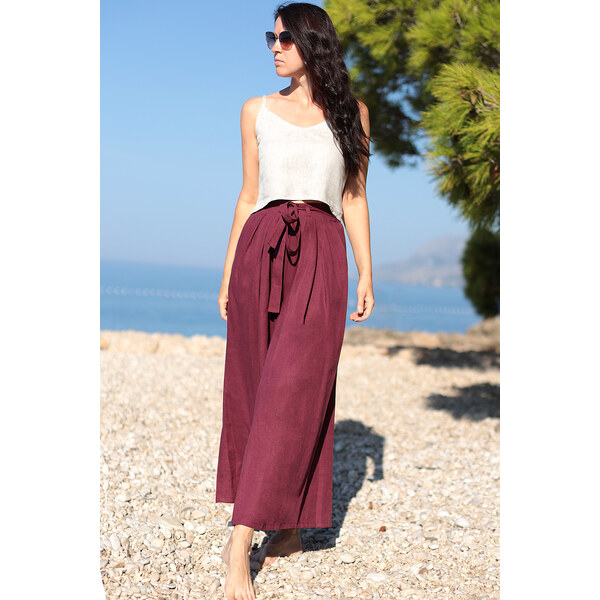 Široké nohavice LOTIKA 100% lan 50102007