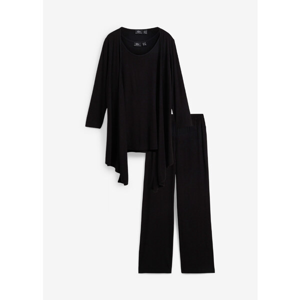 bonprix Domáce oblečenie (3-dielna sada), s viskózou, farba čierna 45670575