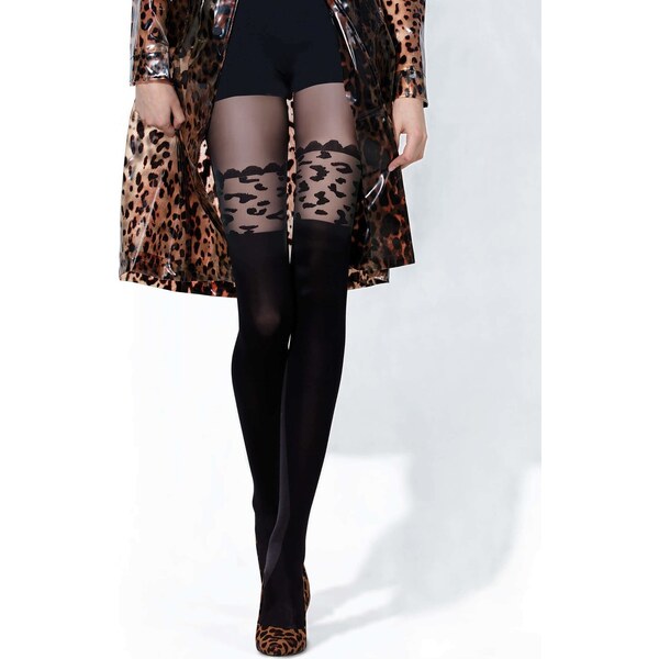 Čierne silonky s leopardím vzorom Knittex 21908 Leopard 3D 50 deň 67111189