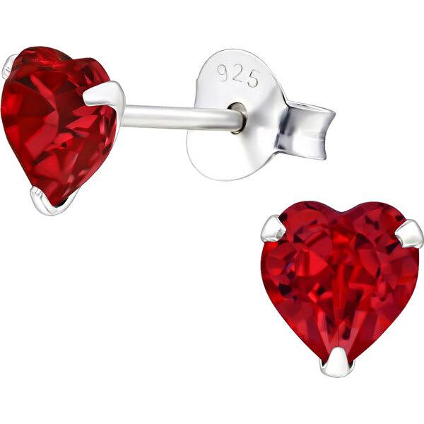 Olivie Strieborné náušnice SRDCE RED 1044 21937881