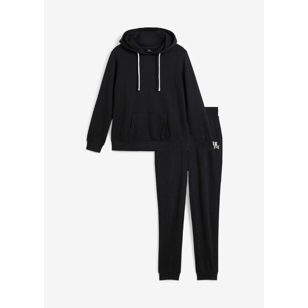 bonprix Tepláková súprava (2-dielna) s bavlnou, farba čierna 44791508