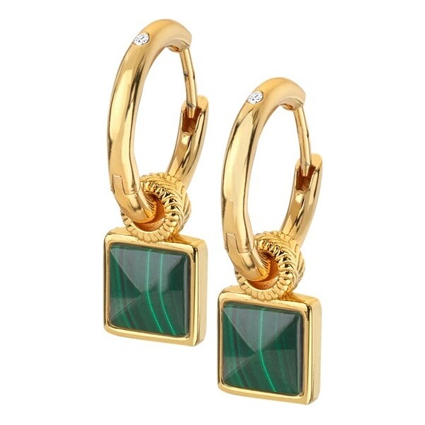 Hot Diamonds Luxusné kruhové náušnice s diamantmi a malachitmi 2v1 Jac 66592886