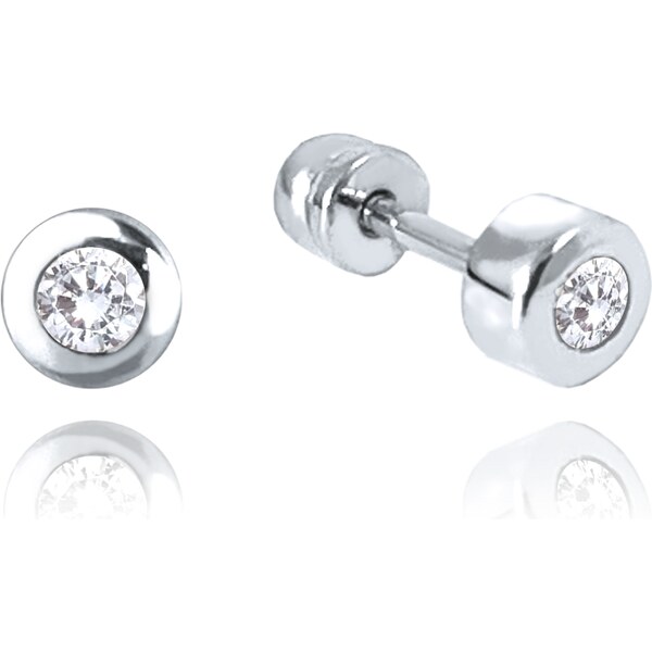 OLIVIE MINET Náušnice z bílého zlata na šroubek s bílými zirkony Au 64933757