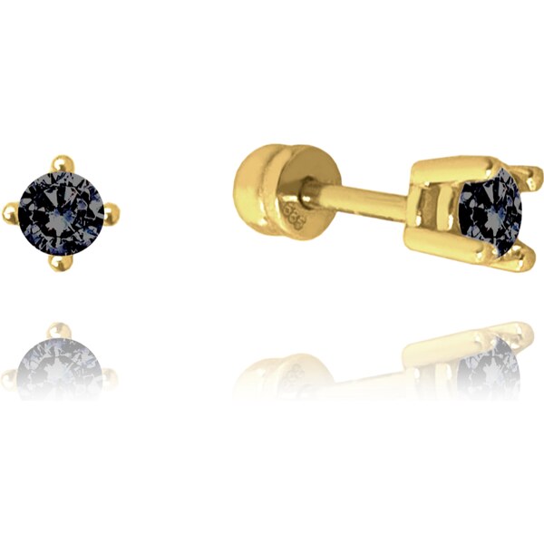 OLIVIE MINET Zlaté náušnice na šroubek s černými zirkony Au 585/1000 64933764