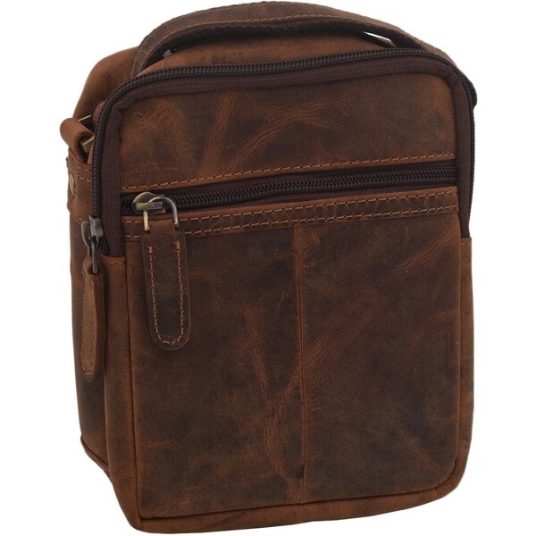 Mercucio Pánske kožené crossbody tmavohnedý hunter 250588 47885696