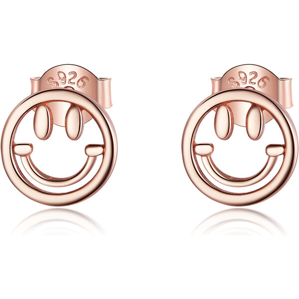 Ligot Strieborné náušnice ružový smajlík 47920142
