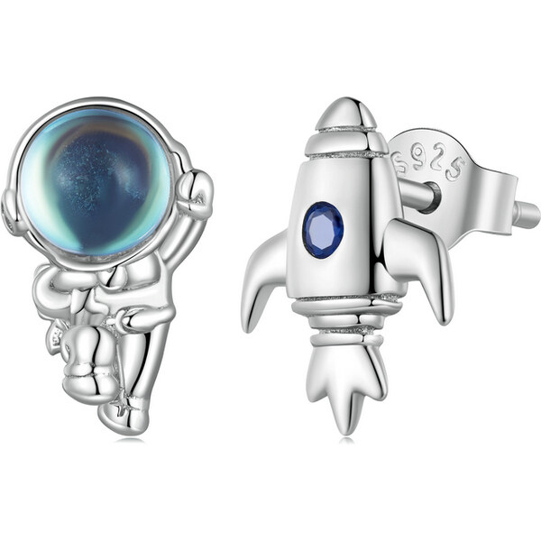 Ligot Strieborné náušnice vesmírna loď a astronaut 47920160
