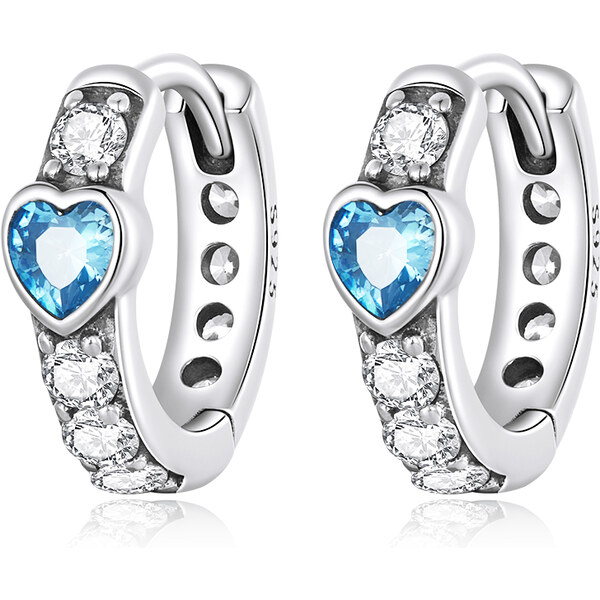 Ligot Strieborné náušnice modré srdce 47920161